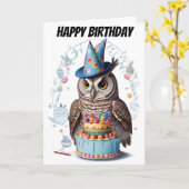 Vogelhühner mit stehendem Hut hinter Kuchen Karte (Gelbe Blume)