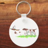 Vogelhund und Fasane Schlüsselanhänger (Vorderseite)