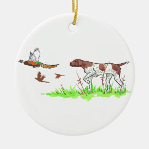 Vogelhund und Vogelhund Keramik Ornament