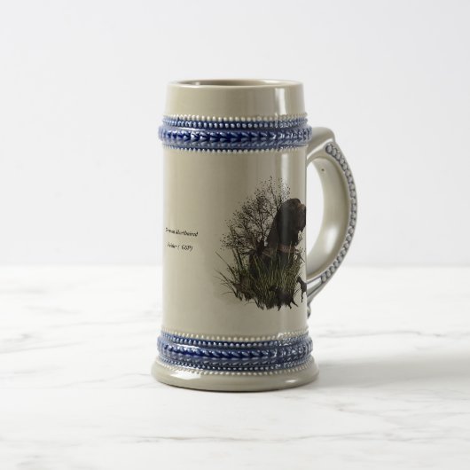 Vogeljagd , deutscher Kurzzeitpointer Bierglas (VorderseiteRechts)