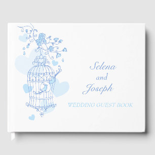 Vogelkäfig Blaue Herzen HochzeitsGästebuch Gästebuch