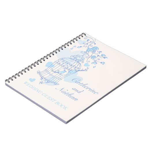Vogelkäfig-Blaue Hochzeitsbuch Notizblock (Linke Seite)