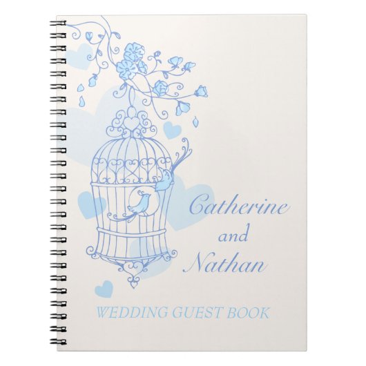 Vogelkäfig-Blaue Hochzeitsbuch Notizblock (Vorderseite)