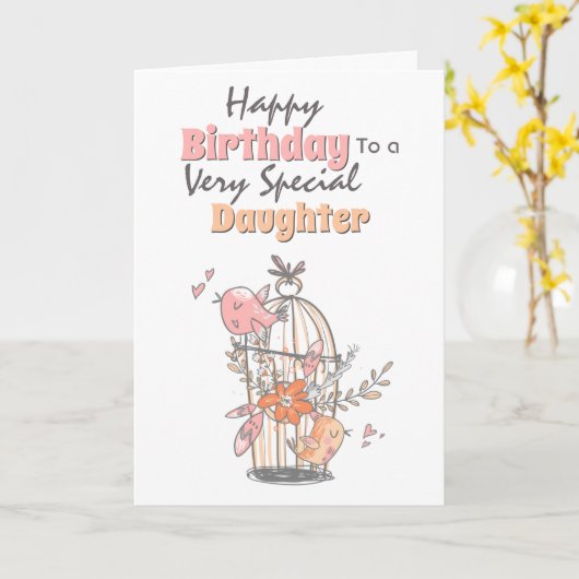Vogelkäfig-Blume Geburtstagswünsche Karte (Gelbe Blume)