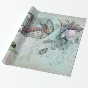 Vogelkäfig Blüte Geschenkpapier