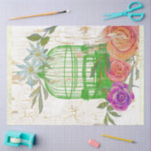 Vogelkäfig BOHO Vintages Blumenholz Seidenpapier (Basteln)