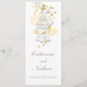 Vogelkäfig Gelbe graue Hochzeitsmenü Menükarte (Vorderseite)