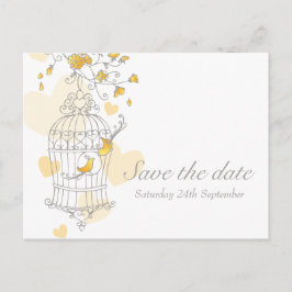 Vogelkäfig - Gelbe Save the Date Karte