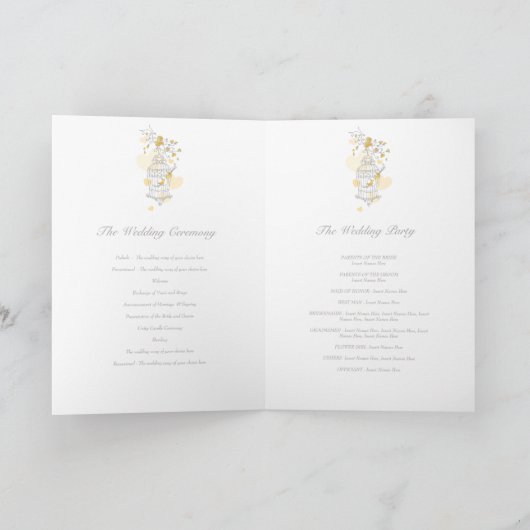 Vogelkäfig Gelbgraues Hochzeitsprogramm Programm (Innenseite)