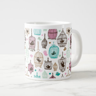 Vogelkäfig-Liebe Kinderhintergrund Jumbo-Tasse