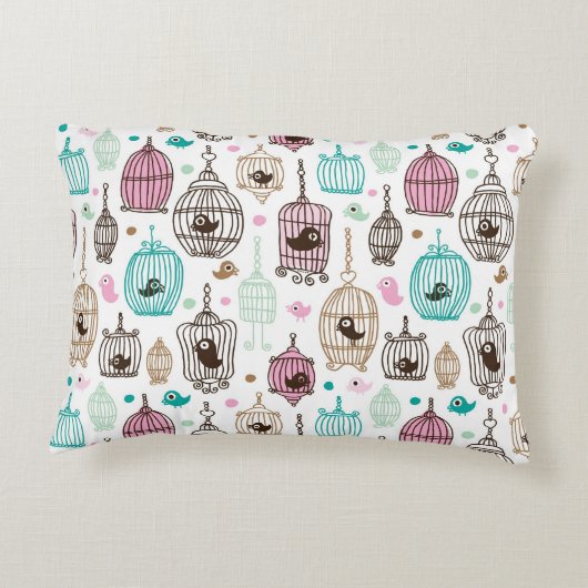 Vogelkäfig Liebe Kinderhintergrundmuster Zierkissen (Rückseite)