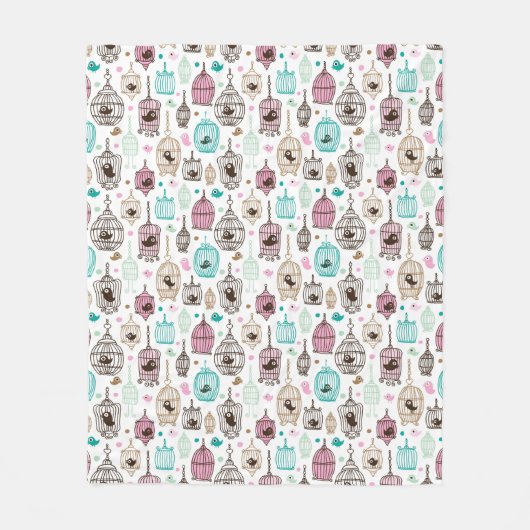 Vogelkäfig-Liebe scherzt Hintergrundmuster Fleecedecke (Vorderseite)