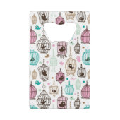 Vogelkäfig-Liebe scherzt Hintergrundmuster Geldkarten Flaschenöffner (Rückseite)