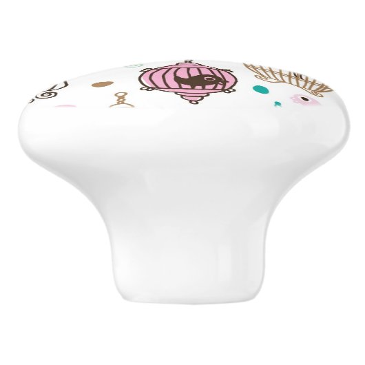 Vogelkäfig-Liebe scherzt Hintergrundmuster Keramikknauf (Seitenansicht)