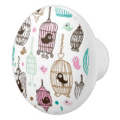 Vogelkäfig-Liebe scherzt Hintergrundmuster Keramikknauf (Rechts)