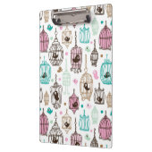 Vogelkäfig-Liebe scherzt Hintergrundmuster Klemmbrett (Links)