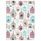 Vogelkäfig-Liebe scherzt Hintergrundmuster Klemmbrett (Rückseite)