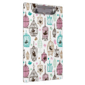 Vogelkäfig-Liebe scherzt Hintergrundmuster Klemmbrett (Rechts)