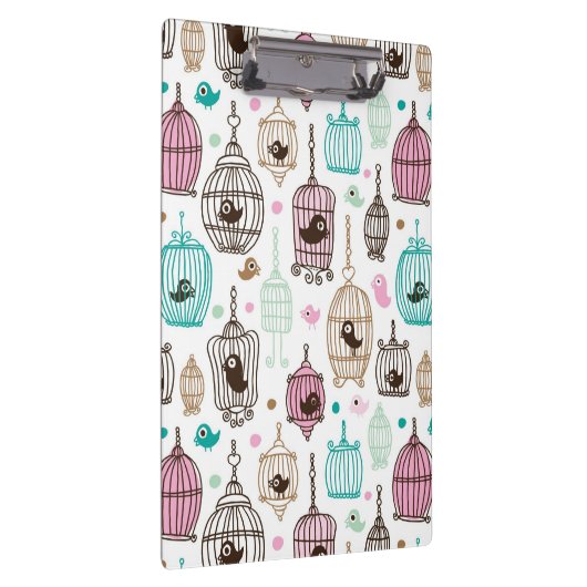 Vogelkäfig-Liebe scherzt Hintergrundmuster Klemmbrett (Rechts)