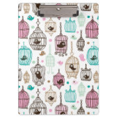 Vogelkäfig-Liebe scherzt Hintergrundmuster Klemmbrett (Vorderseite)