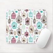 Vogelkäfig-Liebe scherzt Hintergrundmuster Mousepad (Mit Mouse)