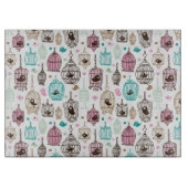 Vogelkäfig-Liebe scherzt Hintergrundmuster Schneidebrett (Vorderseite)