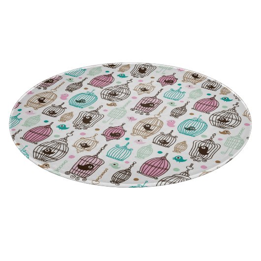 Vogelkäfig-Liebe scherzt Hintergrundmuster Schneidebrett (Ecke)