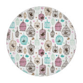 Vogelkäfig-Liebe scherzt Hintergrundmuster Schneidebrett (Vorderseite)