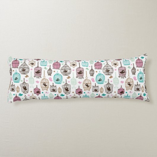 Vogelkäfig-Liebe scherzt Hintergrundmuster Seitenschläferkissen (Rückseite)