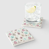 Vogelkäfig-Liebe scherzt Hintergrundmuster Steinuntersetzer (Seitenansicht)