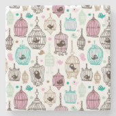 Vogelkäfig-Liebe scherzt Hintergrundmuster Steinuntersetzer (Vorderseite)