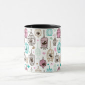 Vogelkäfig-Liebe scherzt Hintergrundmuster Tasse (Zentrum)