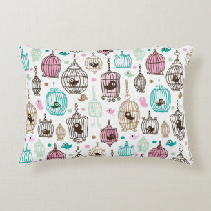 Vogelkäfig-Liebe scherzt Hintergrundmuster Zierkissen