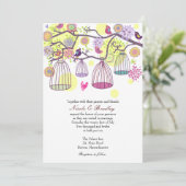 Vogelkäfig-Liebesvögel Einladung Hochzeit (Stehend Vorderseite)