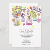 Vogelkäfig-Liebesvögel Einladung Hochzeit (Vorne/Hinten)