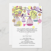 Vogelkäfig-Liebesvögel Einladung Hochzeit (Vorne/Hinten)