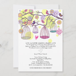 Vogelkäfig-Liebesvögel Einladung Hochzeit