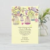 Vogelkäfig-Liebesvögel Einladung Hochzeit (Stehend Vorderseite)