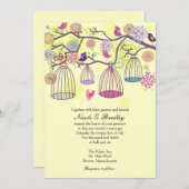 Vogelkäfig-Liebesvögel Einladung Hochzeit (Vorne/Hinten)