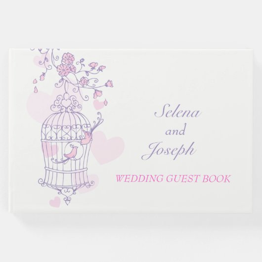 Vogelkäfig lila / rosa Gästebuch (Vorderseite)