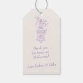 Vogelkäfig lila rosa Gastgeschenk Hochzeit Geschenkanhänger (Rückseite)