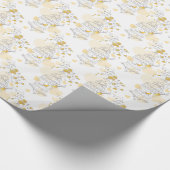 Vogelkäfig mit Herz-gelb-graue Hochzeitspackung Geschenkpapier (Ecke)