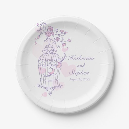 Vogelkäfig Rosa Papiertafel Pappteller (Vorderseite)