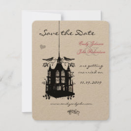 Vogelkäfig Rosa und Schwarze Hochzeit Sichern Sie Save The Date