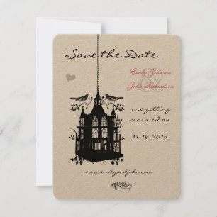 Vogelkäfig Rosa und Schwarze Hochzeit Sichern Sie  Save The Date