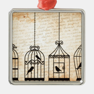 Vogelkäfig-Silhouetten Ornament Aus Metall