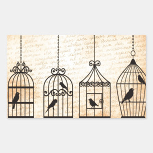 Vogelkäfig-Silhouetten Rechteckiger Aufkleber