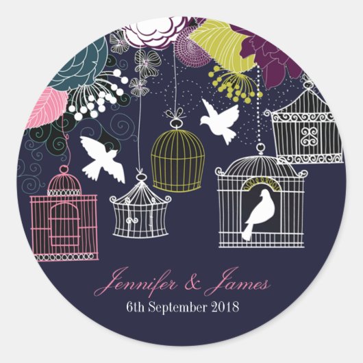 Vogelkäfig-Tauben aus Wildgeflügel Gastgeschenk Ho Runder Aufkleber (Vorderseite)