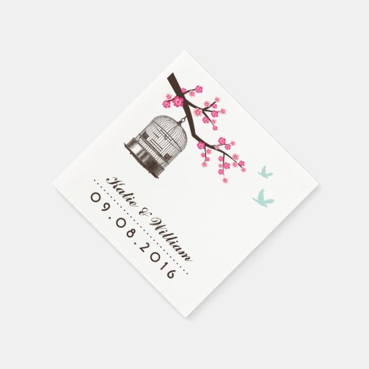 Vogelkäfig und Blume Papier Napkins für Hochzeiten Serviette (Ecke)