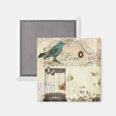 Vogelkäfig, Vintager französischer Vogel Magnet (Vorderseite/Rückseite)